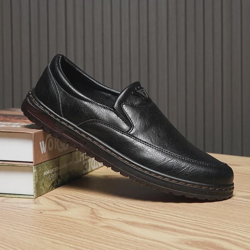 Мужские повседневные нескользящие туфли из мягкой коровьей кожи