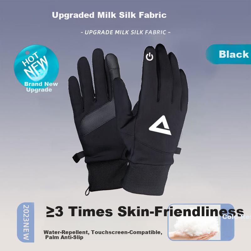 PEAK Cycling Gloves Unisex Autumn Winter Waterproof Mountain Bike Outdoor Sports Non-slip Touchscreen Warm Gloves Black