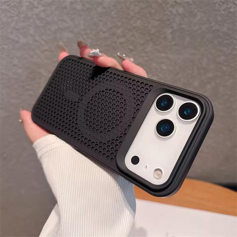 Сетчатый чехол для отвода тепла для беспроводной зарядки Magsafe для iPhone 17 16 15 14 Plus 13 12 11 Pro Max 17 Air Дышащая твердая крышка