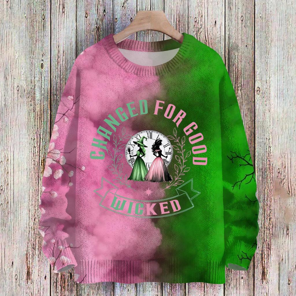 Рождественские толстовки для женщин Вязаный свитер Милая рубашка Осенний свитер с круглым вырезом Топы