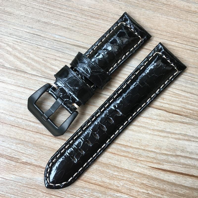 Модный кожаный ремешок для часов ручной работы 22 мм 24 мм, зеленый, белый, черный, синий, из змеиной кожи для PAM Zenith Amry, военный ремешок для часов, браслет