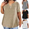 Женская футболка с V-образным вырезом, короткими рукавами и нагрудными карманами, однотонная повседневная свободная футболка для повседневной носки