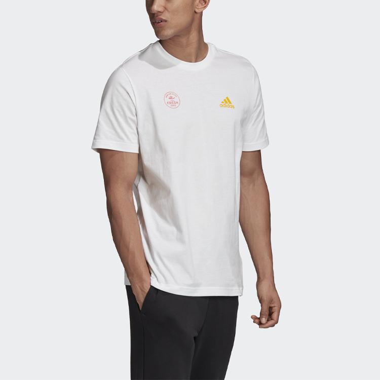Adidas Футболка с принтом фото Snack и логотипом Letter, мужские топы, белая GE4667
