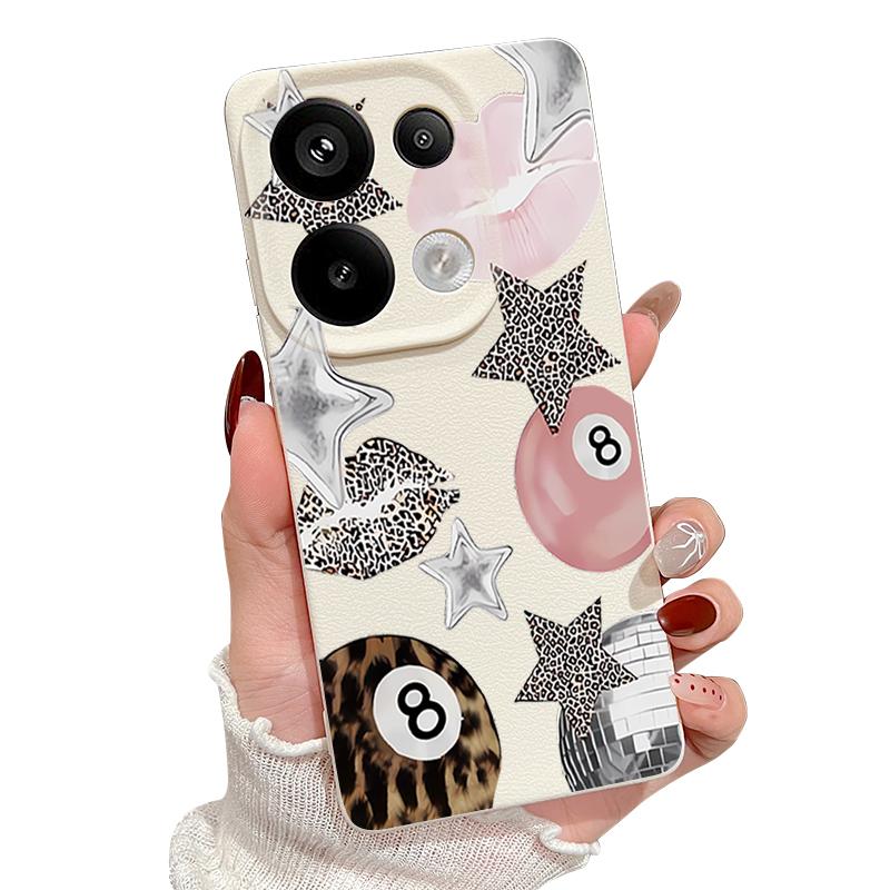 Винтажный чехол для бильярда с принтом леопарда и звезд для Xiaomi Redmi Note 14 13 Pro 5G 4G 12 11 Funda Xiaomi 14T 13T 11T Pro Силиконовый чехол с текстурой кожи