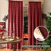 2025New Plaid Pattern Curtains Lace Curtains Rod Tassel Curtains Vintage Red Curtains