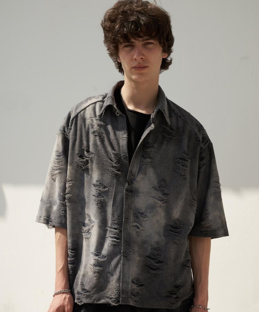 TENER Grunge Summer Short Sleeve Shirt (Black)