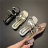 In the Summer of 2025, the New Gemstone Rhinestone Belt Cover Toe Middle Heel Sandals Are Popular Among Internet Celebrities, Fashionable and Versatil
