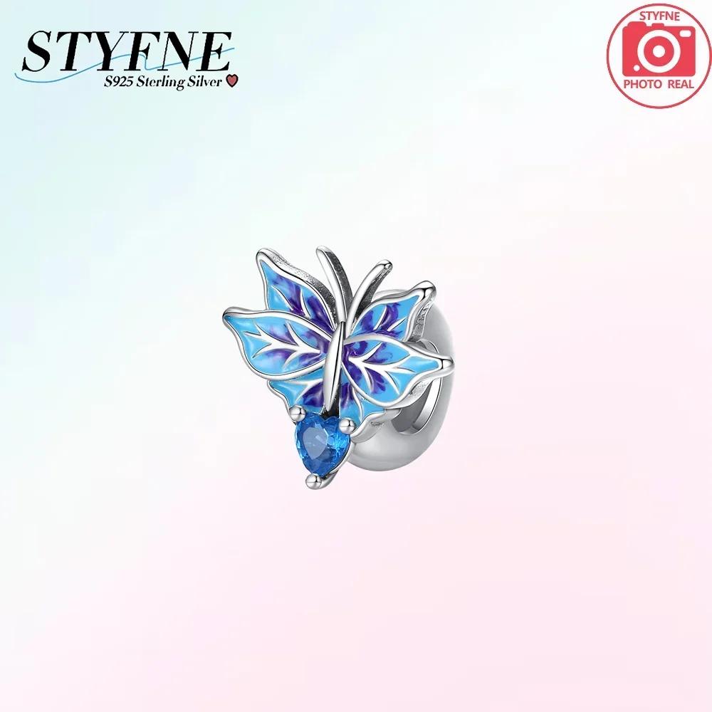 Cute Blue Pink Fantasy Butterfly Series Copper Beads Pendant Fit Bangle Charms Bracelet Diy Women Original Jewelry