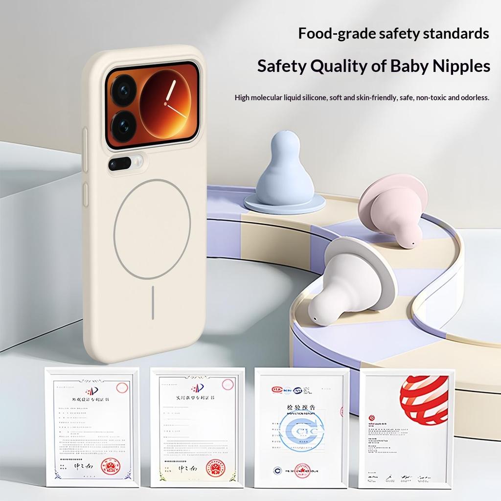 For Xiaomi 17 Pro Magnetic Case Skin-Friendly Liquid Silicone + PC Phone Cover