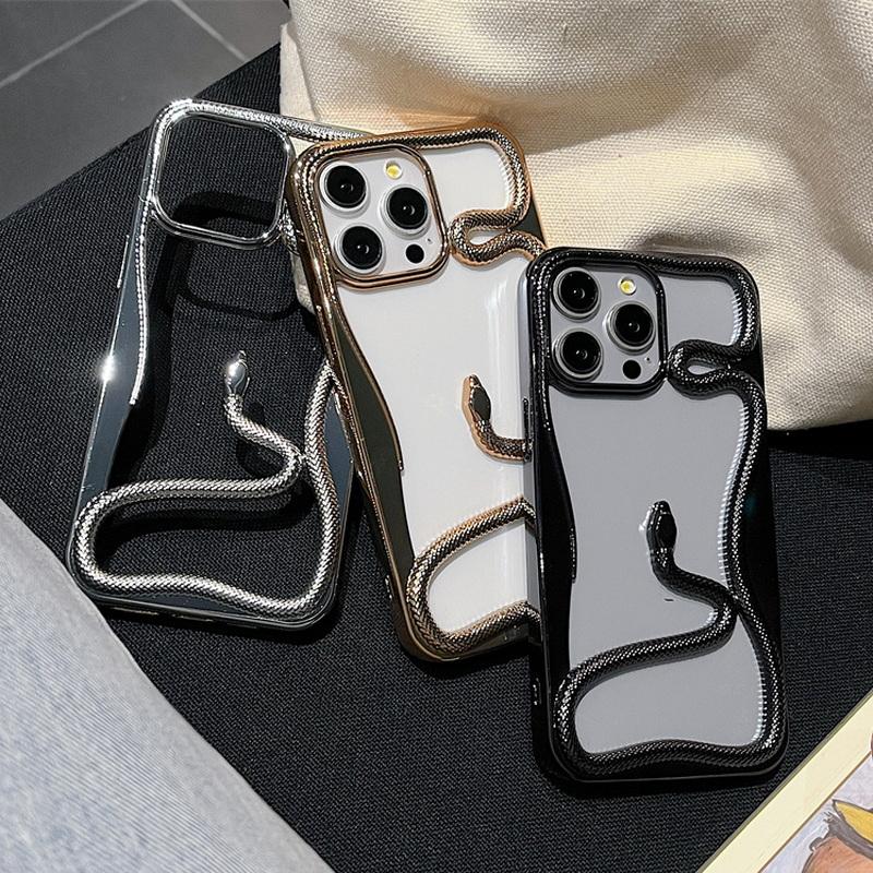 Чехол для телефона в форме полой змеи для iPhone 16 Plus 15 Pro Max 14 Pro 13 12 11 с покрытием из мягкого силикона, противоударный бампер