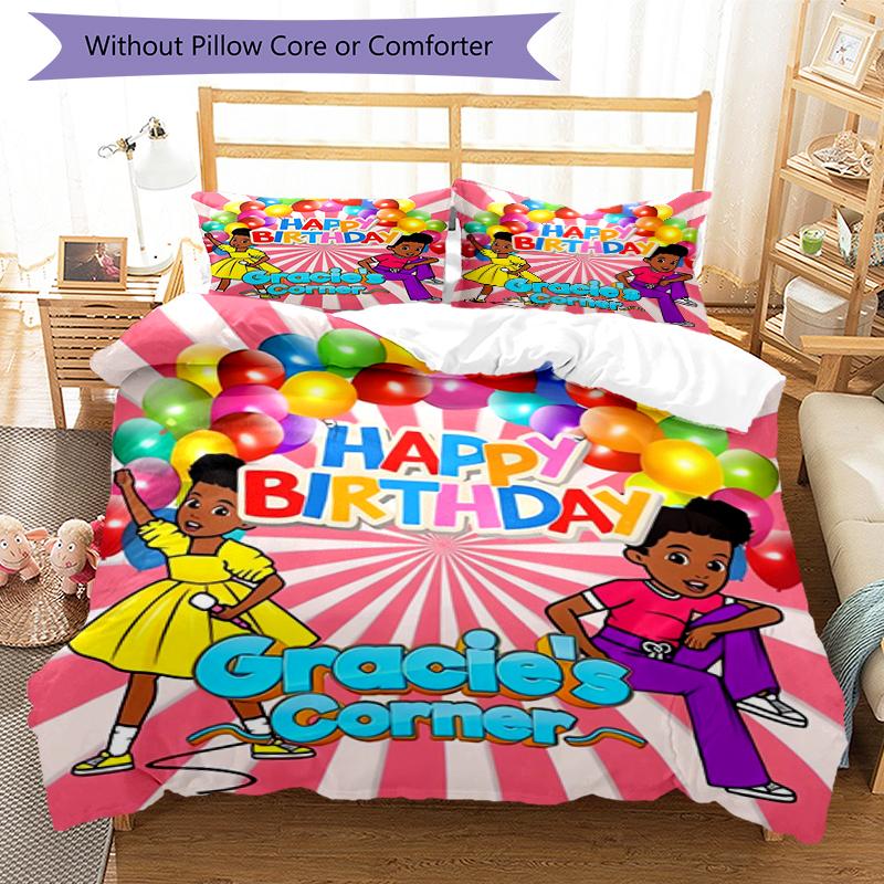 3pcs Gracie's Corner1 pattern bedding set duvet cover set includes duvet cover &pillowcases, perfect all season bedroom decoration & gift