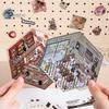 DIY 3D House Stickers Supermarket Theme Reusable Stickers Stress Relief Coffee Shop Bookstore Restaurant Scene Decals with Tweezers