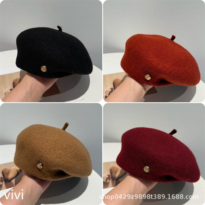 Beret autumn and winter hat women's foreign style fashionable literary and retro big head circumference versatile face small painter hat