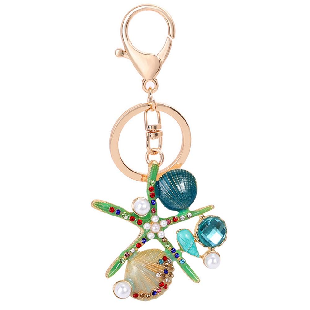 SeashelL Shaped Pendant Keychain Resin Key Ring Bag Hanging Ornament (Green)
