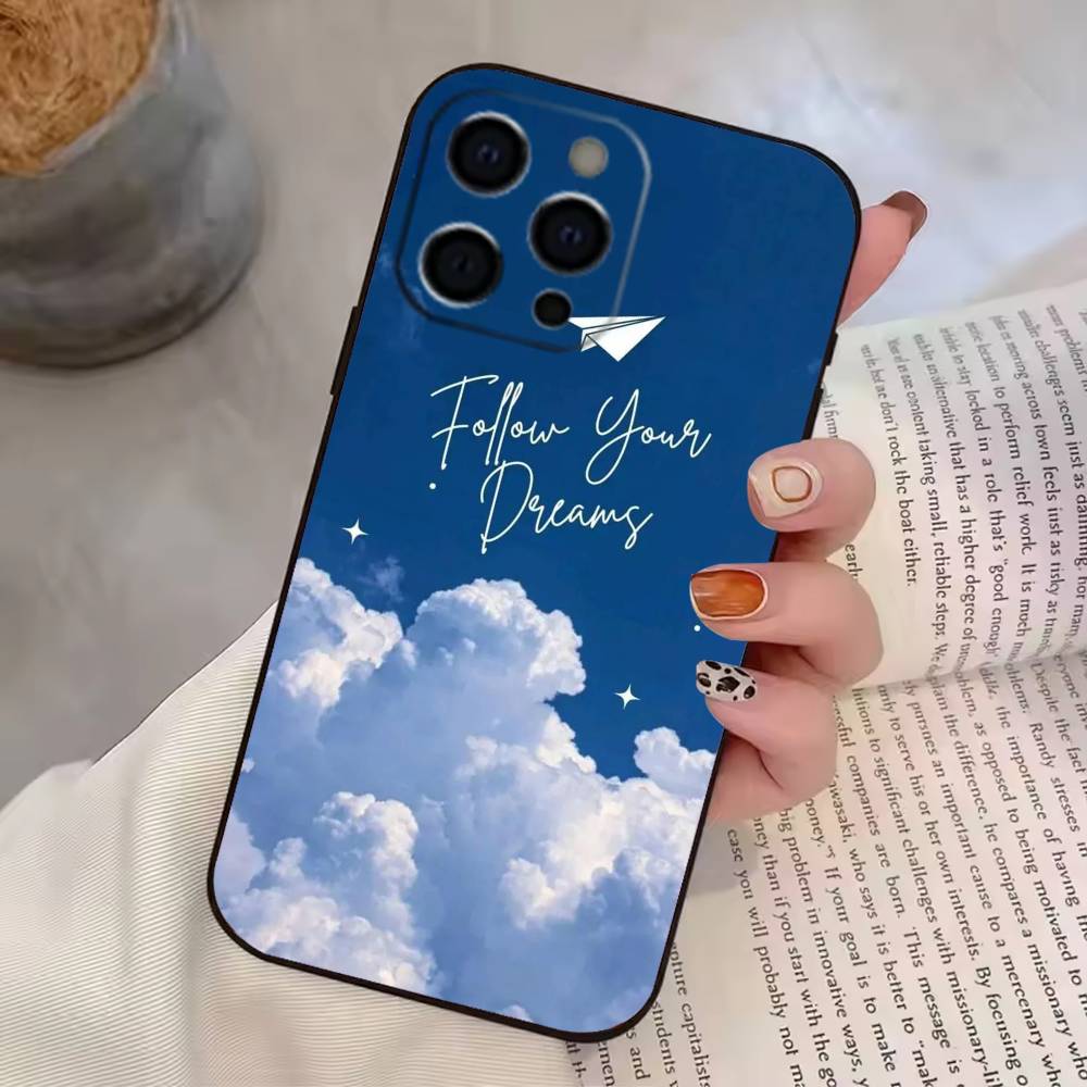 Simple Cloud Letters Pattern Phone Case Silicone Soft For IPhone 17 16 15 14 13 12 11 X XR Plus Pro Max Plus