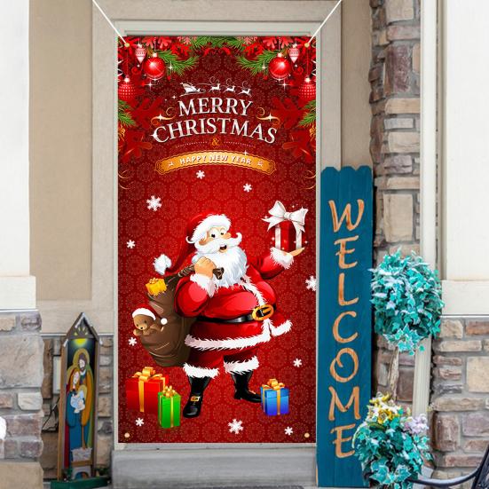 Рождественский занавес, баннер, многоразовый, легко повесить, праздничный дверной чехол для украшения дома, фотосъемка