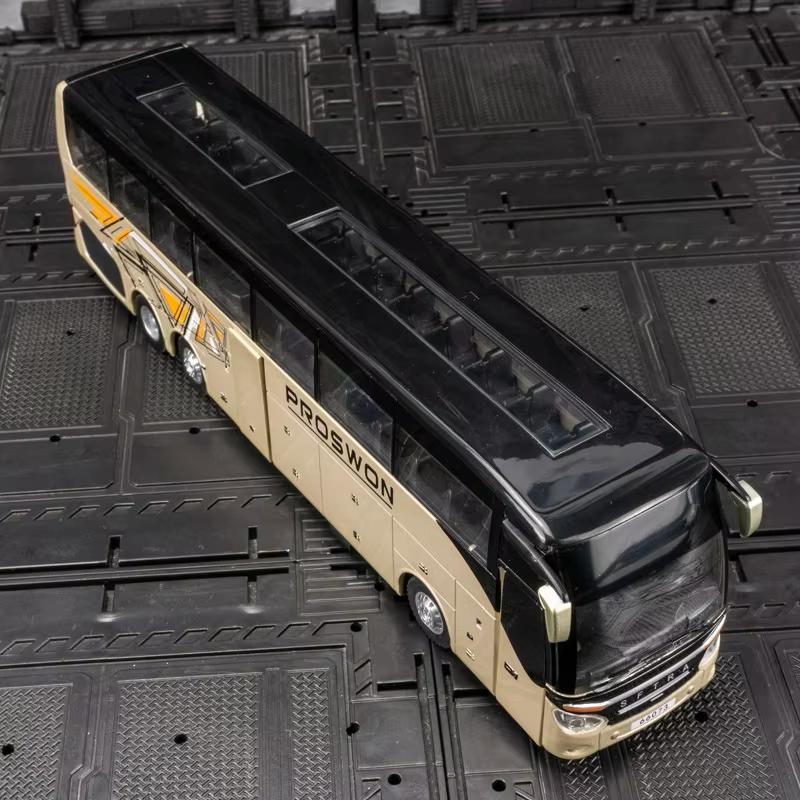 New 1/32 Alloy Single-layer Bus Car Model Toys Diecast Simulation Metal Business Bus Vehicle Sound Light Pull Back Children Gift Toy