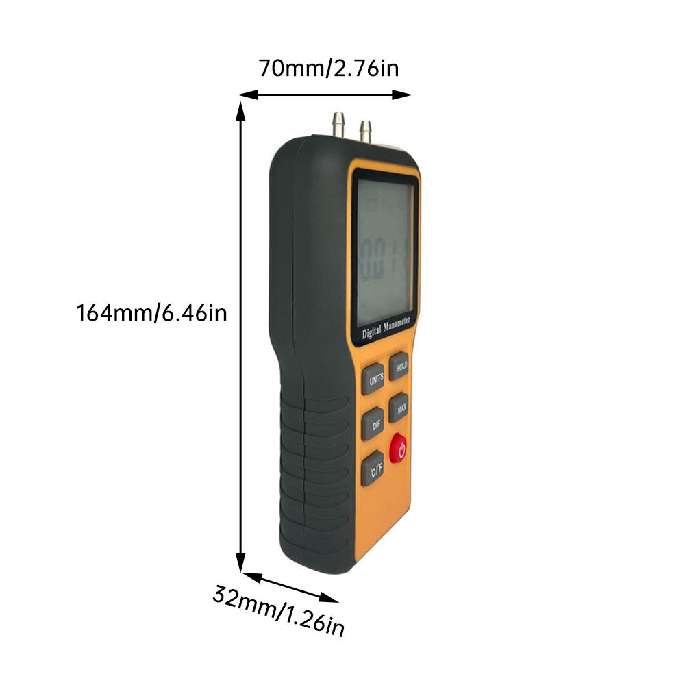 QX1201 Digital Manometer 12 Pressure Units Adjustable ±20.68kPa Differential Pressure Gauge ℃ ℉ Switchable Temperature Tool Hand