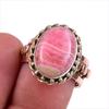 Кольцо из двухцветного серебра 925 пробы с натуральным родохрозитом S.6.5 I7D34