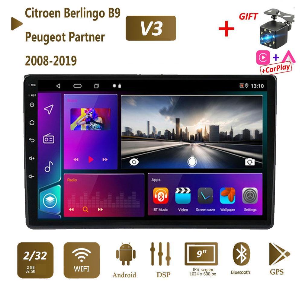Android GPS для Citroen Berlingo B9 Peugeot Partner 2008-2019 автомобильный радиоприемник Carplay видеоплеер без 2din DVD 2 + 32 ГБ