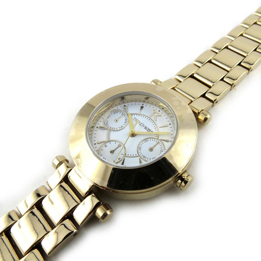 Les Trésors De Lily [N2445] - Montre femme 'Trendy' blanc doré