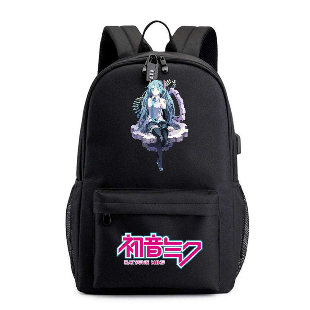 Аниме Мультяшный Рюкзак с Принтом Хацунэ Мику для Подростка Студента Сумка для Книг Школьная Сумка Женская Вместительная Водонепроницаемая Дорожная Сумка Подарок