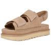 UGG Золотые Семейные Коровьи Раздельные Кожаные Сандалии на Одной Лямке Женские Песочные 1141493-SAN