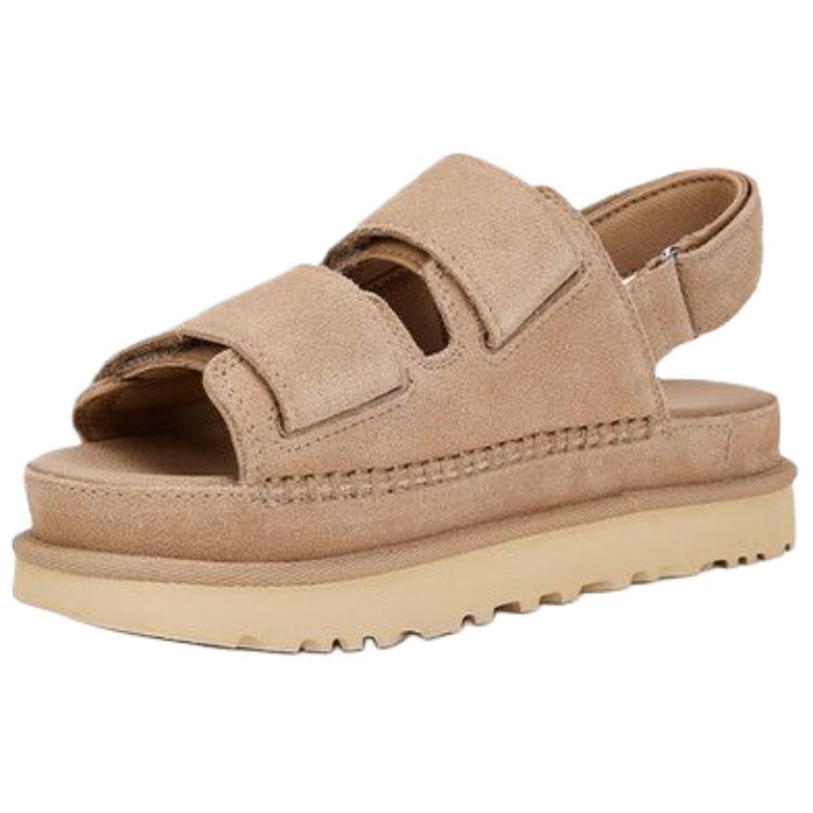 UGG Золотые Семейные Коровьи Раздельные Кожаные Сандалии на Одной Лямке Женские Песочные 1141493-SAN