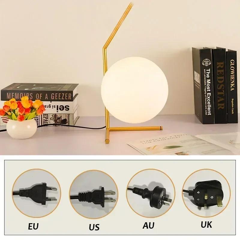 Modern Minimalist Glass Household Table Lamp Nordic Creative Personality Bedroom Bedside Lamp Hoom Decoration Ball Desk Light
