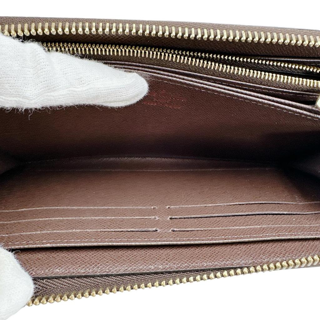 LOUIS VUITTON Damier Zippy Long Wallet purse Damier canvas Brown unisex N41661 Used
