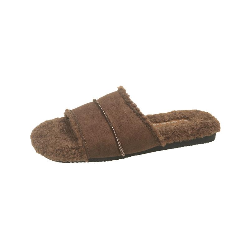 Интернет-знаменитость Мао Мао тапочки женская мода 2025 осень и зима новые ретро мягкая плоская подошва домашние ленивые однословные хлопковые мопы