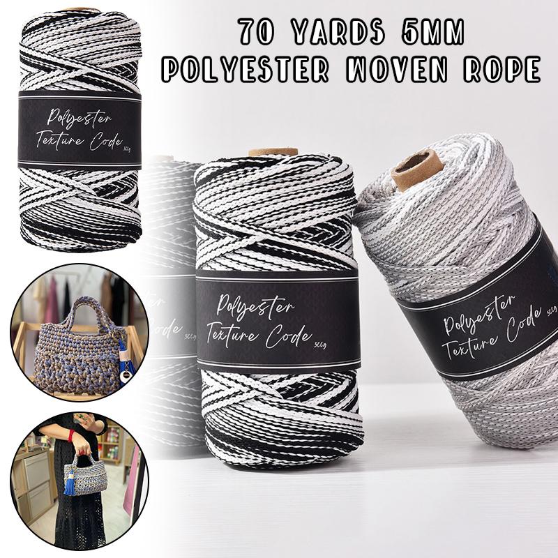 5 мм Двухцветный смешанный 5 мм Полиэстеровый плетеный шнур, Ручная вязка для сумки, ковра, вязальной пряжи, нить для браслета из конского волоса, 70 ярдов