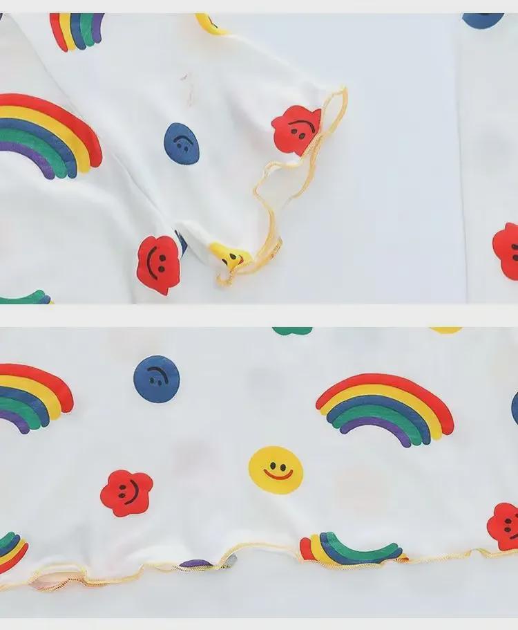 Ice Silk Soft Girls' Short-Sleeve Pajamas - Stylish Korean Summer Sleepwear for Babies