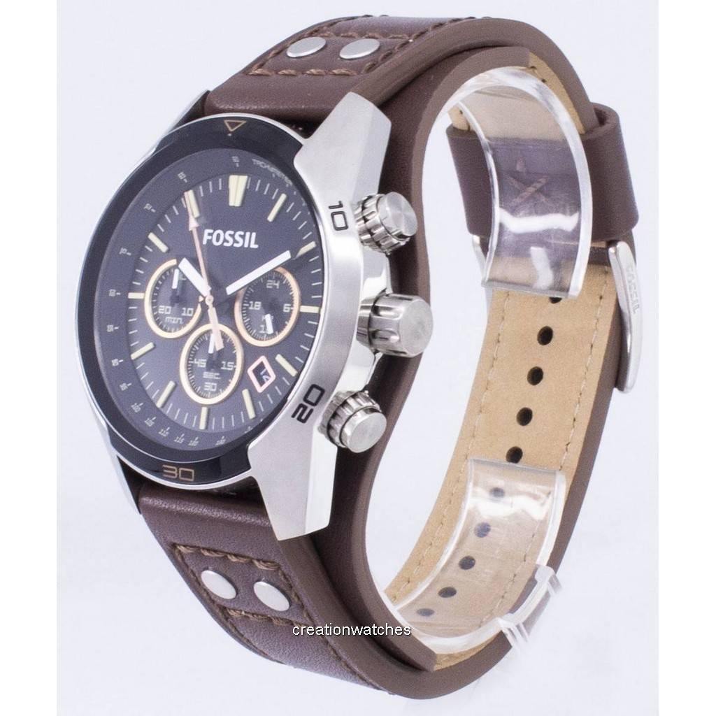 Fossil Coachman Chronograph Черный циферблат Коричневые кожаные мужские часы CH2891