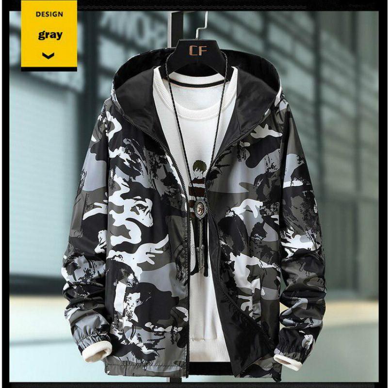 Плюс размер, осенняя двусторонняя камуфляжная одежда, куртка, мужская модная куртка, верхняя одежда, мужская ветровка