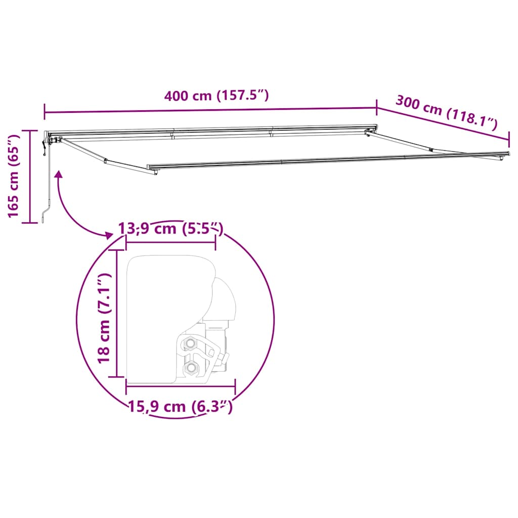 Retractable Awning Frame Blue and White 400 x 300 cm