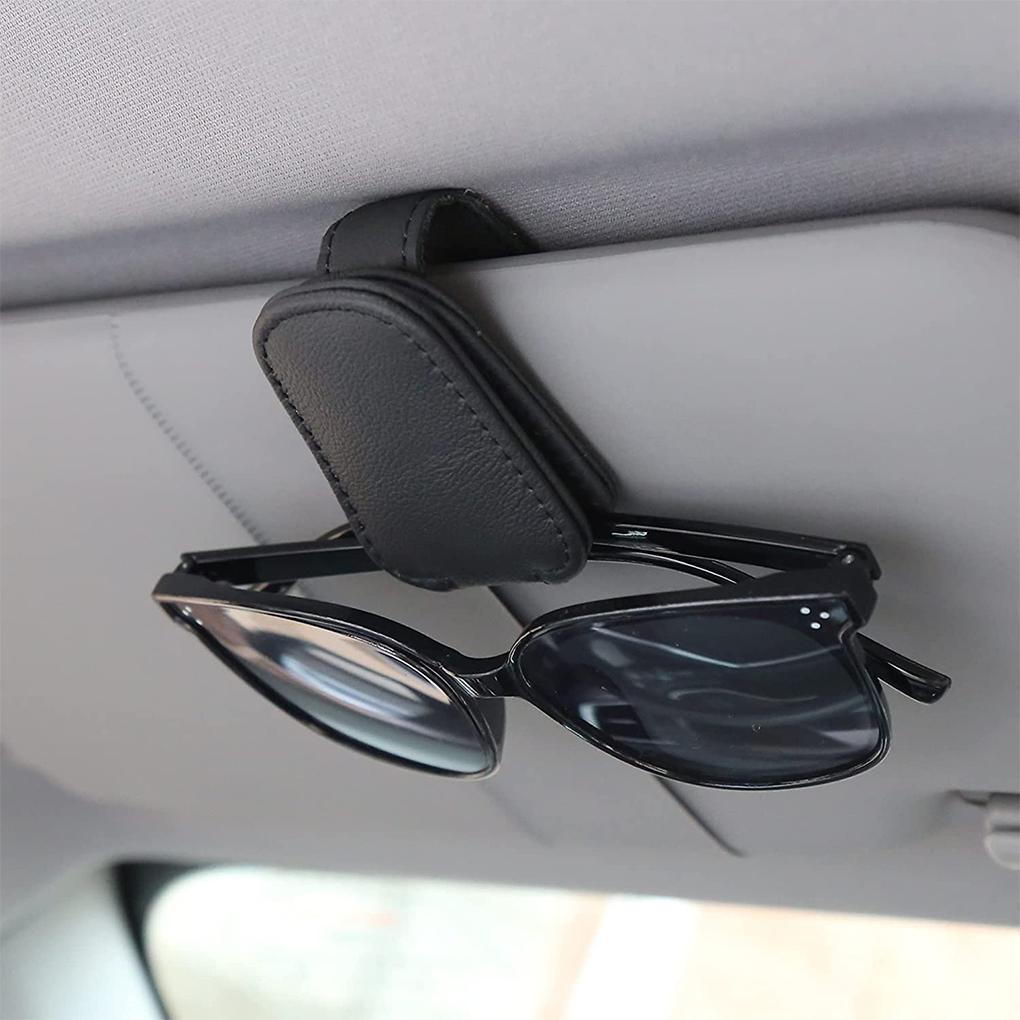 Car Holder Clip PU Leather Sunglasses Ticket Storage Hanger Interior Organization Case Accessories