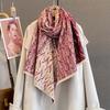 Autumn New Fashionable Geometric Texture Splicing Scarf Women's Imitation Cashmere Warm Fashion Versatile Outer Shawl Scarf