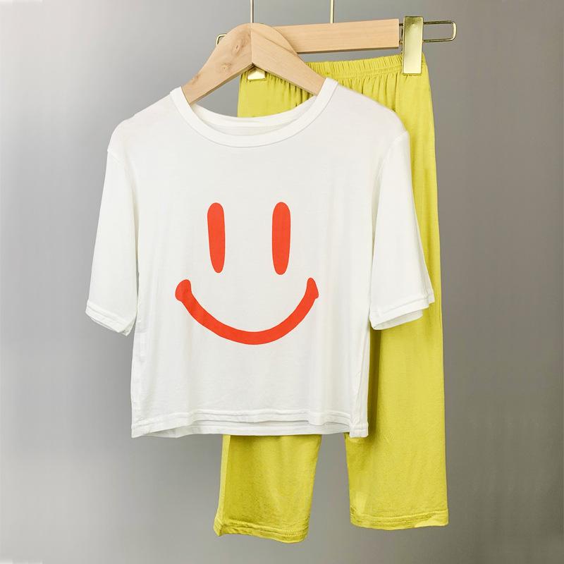 Summer Children's Pajamas Seven Points Cuff Loose Air Conditioning Clothing Boys and Girls Home Wear