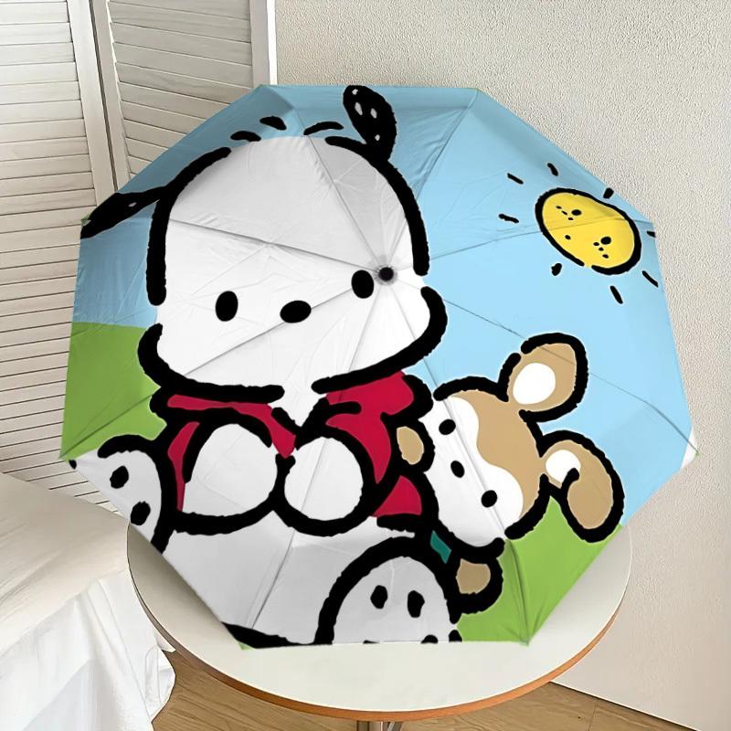 1PC, Sanrio Automatic Folding Umbrella | Vibrant Motif & Compact Design for Everyone, On-the-Go Essential - Gift-Worthy Style yy250930027