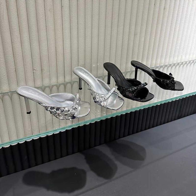 Модельер, летние женские тапочки, модные шлепанцы без шнуровки с узлом-бабочкой, уличное платье, сандалии на высоком каблуке