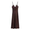 Kaslead New Women clothes Western Style Fashion Slim fit Silk Satin Texture Midi Dress 3248331
