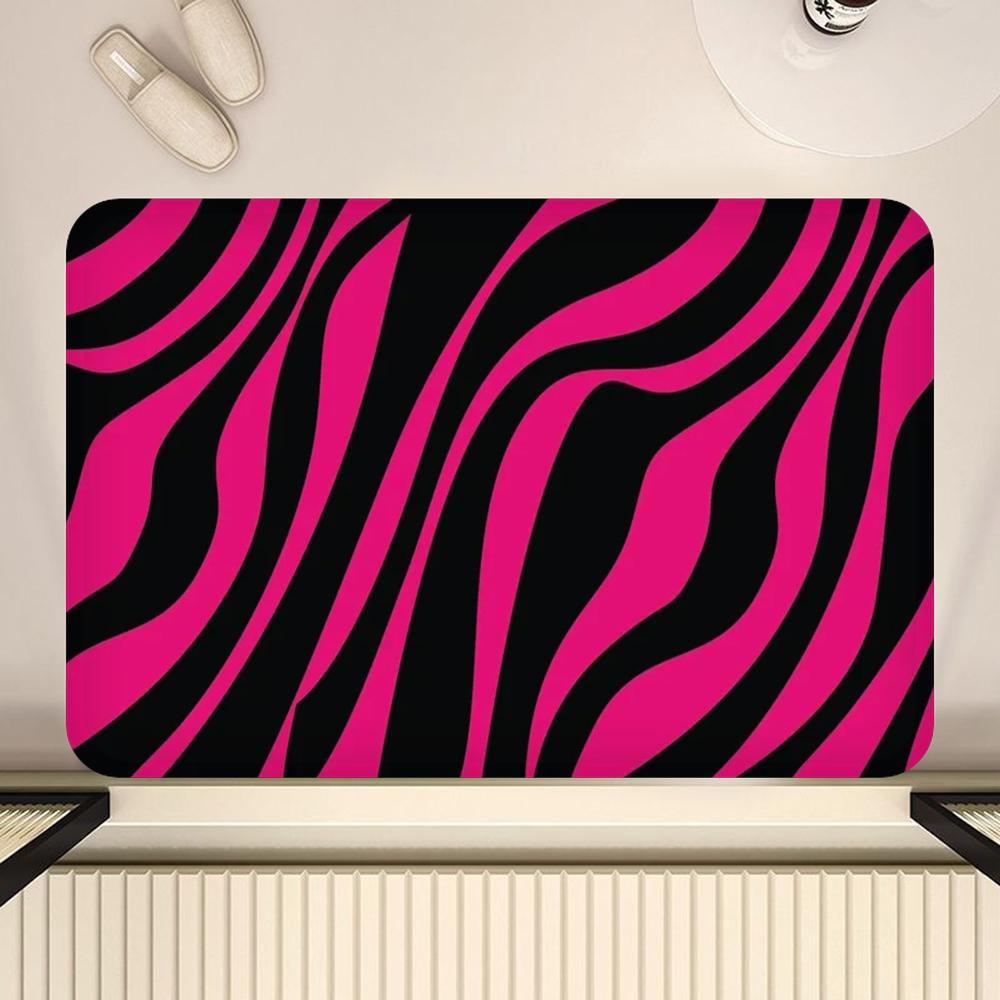 Zebra-stripe Floor Mat Bathroom Mat Kids Room Bedroom Decoration Balcony Anti-Slip Doormat Living Room Bedside Area Rugs