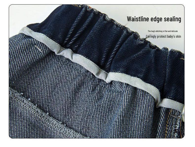 Джинсы для мальчиков на флисовой подкладке: Весенне-осенние свободные повседневные брюки в корейском стиле для детей среднего и старшего возраста 2025.