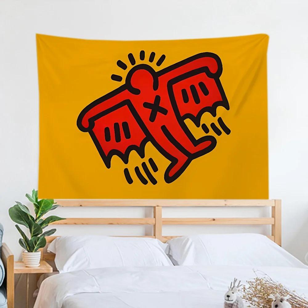 Haring Геометрический Граффити Простой Гобелен Офис Гостиная Украшения Дома Настенный Гобелен