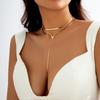 2 Pcs Cold Color Long Double Layered Layered V-shaped Tassel Necklace Set Punk Simple Design Clavicle Chain Jewelry Gifts 2025