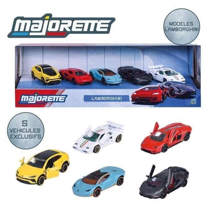 Coffret Cadeau 5 Véhicules Lamborghini - MAJORETTE - 2 exclusifs - Portes ouvrantes, suspensions - Échelle 1/64 - Des 3 ans