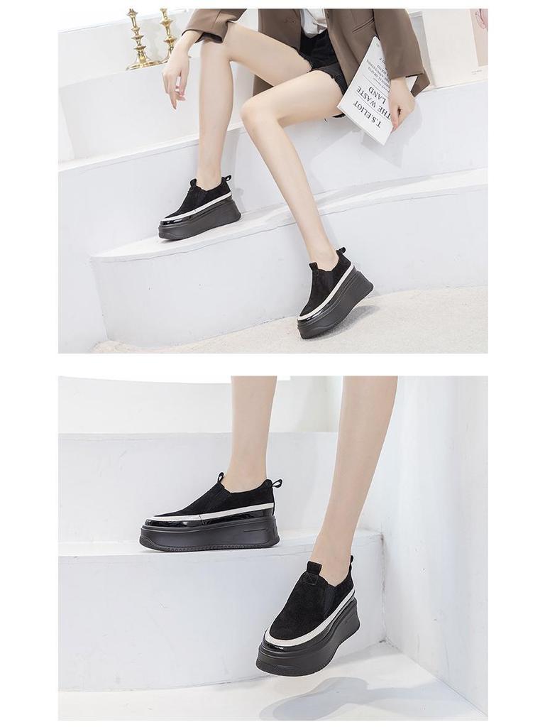 Женские туфли-слипоны на толстой подошве на британской платформе весна/осень 2024 г.