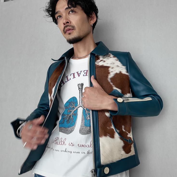 Genuine Leather Grizzly Jacket Leather Jacket Grizzly Jacket L Size Viridian VALLET05VG [Liugoo Leathers] Men's