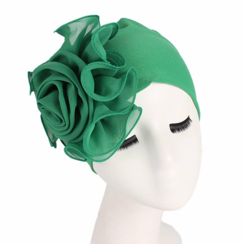 New Woman Beautiful Flower Turban Elastic Cloth Head Cap Hat Ladies Hair Accessories Muslim Women's Hijabs Scarf Cap